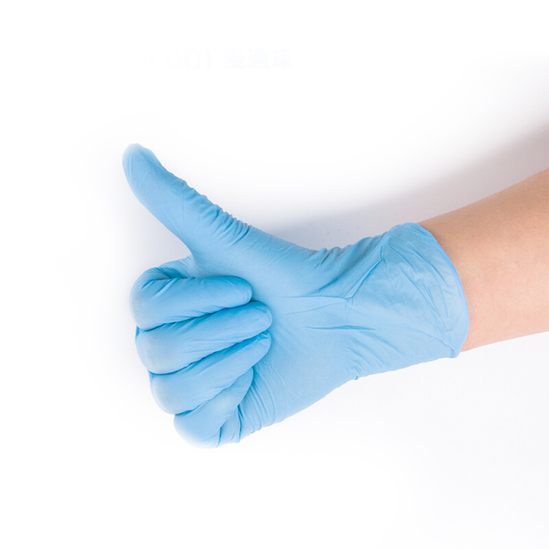 麥迪康1136B藍色無粉加強型一次性丁腈手套S圖片1