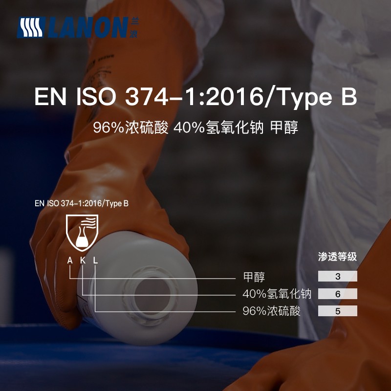 LANON蘭浪SR242耐酸堿橡膠防化手套圖片4