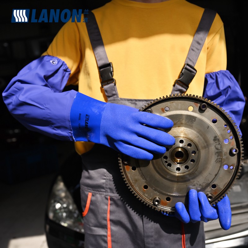 LANON蘭浪806SL接袖加長耐酸堿PVC手套圖片1 LANON蘭浪806SL接袖加長耐酸堿PVC手套圖片1