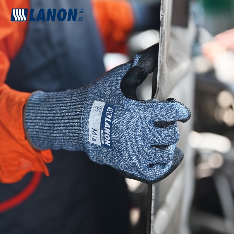 LANON蘭浪H101丁腈涂掌耐磨3級防割手套圖片2 LANON蘭浪H101丁腈涂掌耐磨3級防割手套圖片2