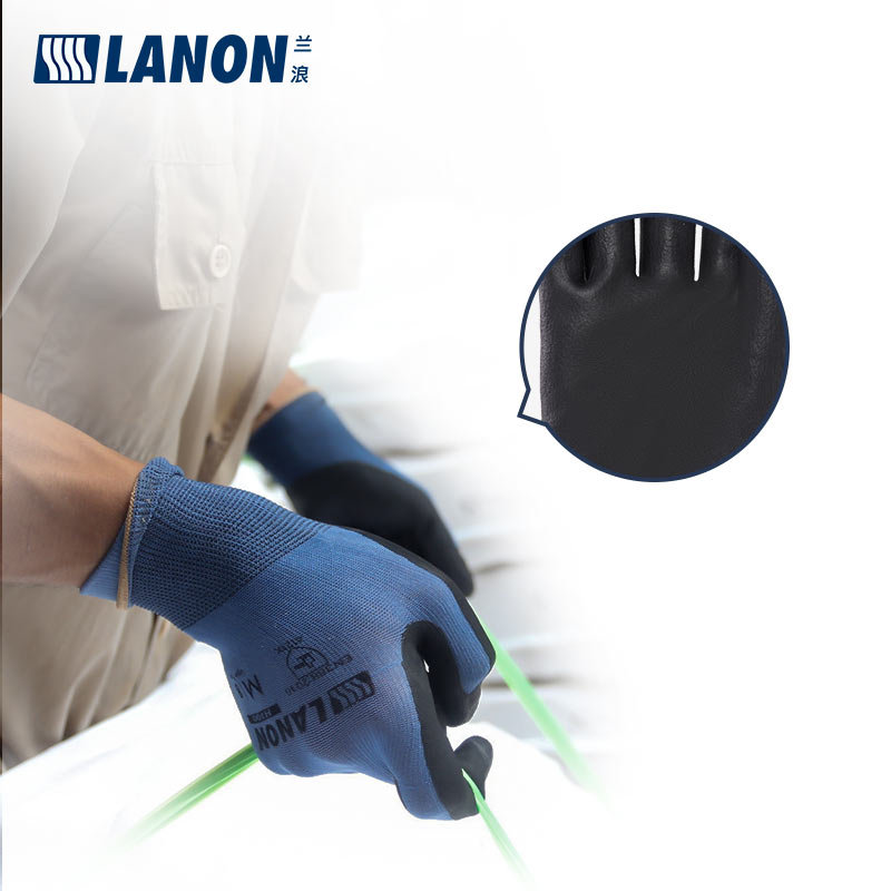 LANON蘭浪H100丁腈涂掌勞保手套圖片3