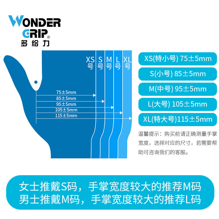 多給力一次性藍色無粉丁腈醫用手套圖片2