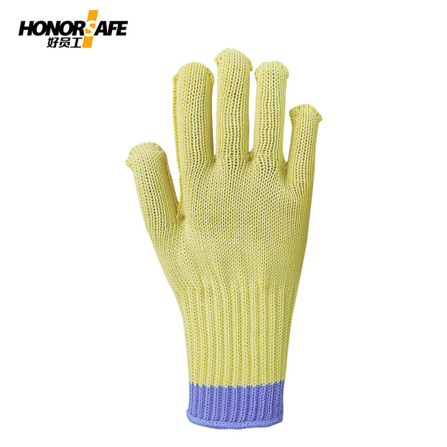 好員工F018黃藍(lán)長(zhǎng)款五級(jí)防割手套圖片1