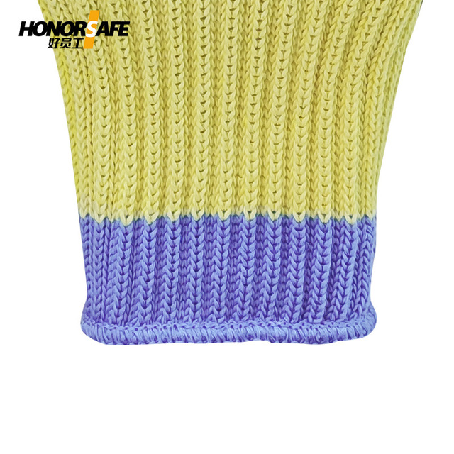 好員工F018黃藍(lán)長(zhǎng)款五級(jí)防割手套圖片4