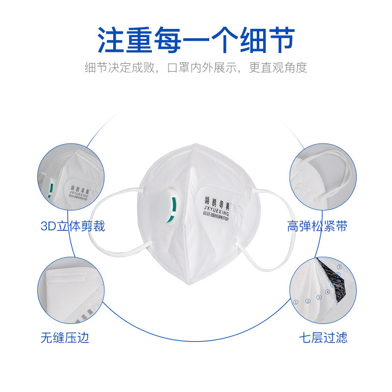 錦繡粵興9700V耳戴式帶閥KN90防塵口罩圖片1