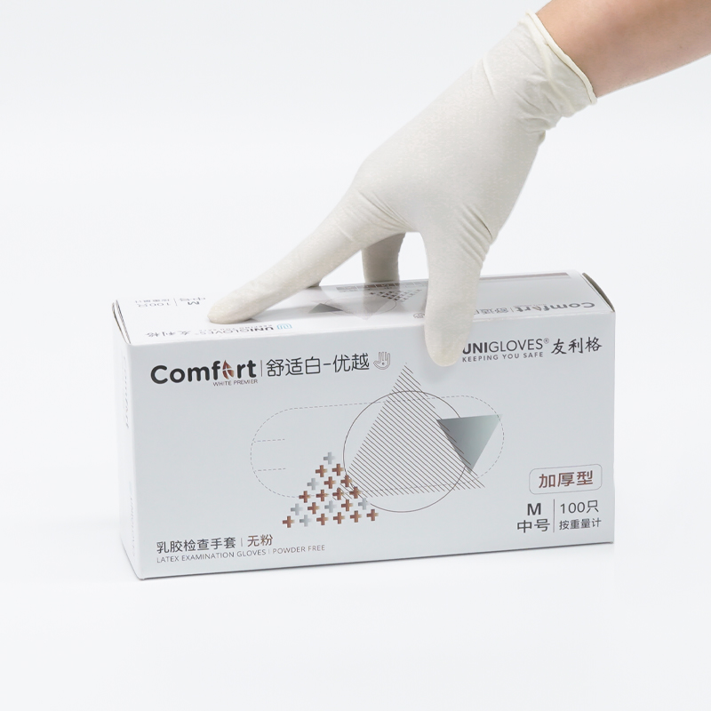 友利格舒適COMFORT U0100一次性無粉優(yōu)等加厚乳膠檢查手套圖片2