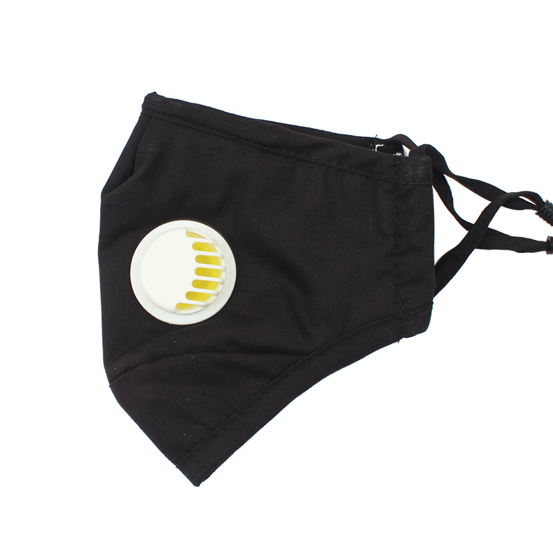 藍(lán)星黑色耳戴式帶閥成人棉布口罩圖片1