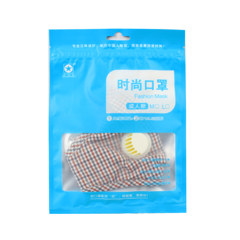 藍(lán)星紅格耳戴式帶閥成人棉布口罩圖片4 藍(lán)星紅格耳戴式帶閥成人棉布口罩圖片4