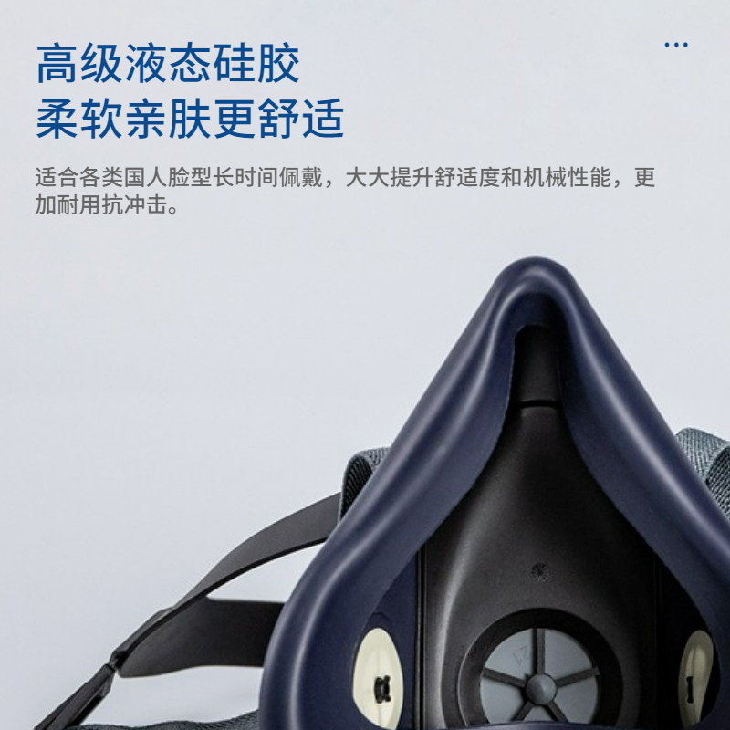 呼享9600雙濾盒硅膠半面罩防毒面具圖片2