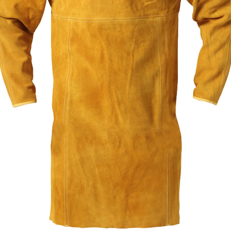 友盟AP-6200金黃色芯皮長袖圍裙式焊工服圖片3
