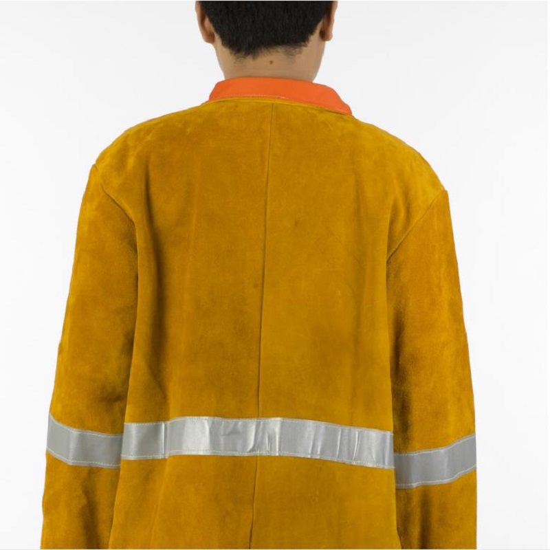 友盟AP-2160金黃色側開胸全皮焊工服圖片2