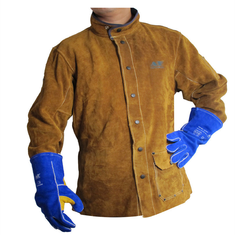 友盟AP-8130金棕色全皮焊工服上衣圖片2