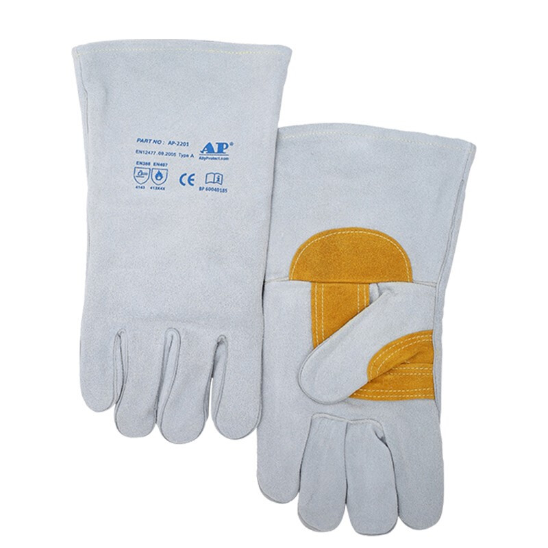 友盟AP-2201耐磨抗割牛二層皮電焊手套圖片1