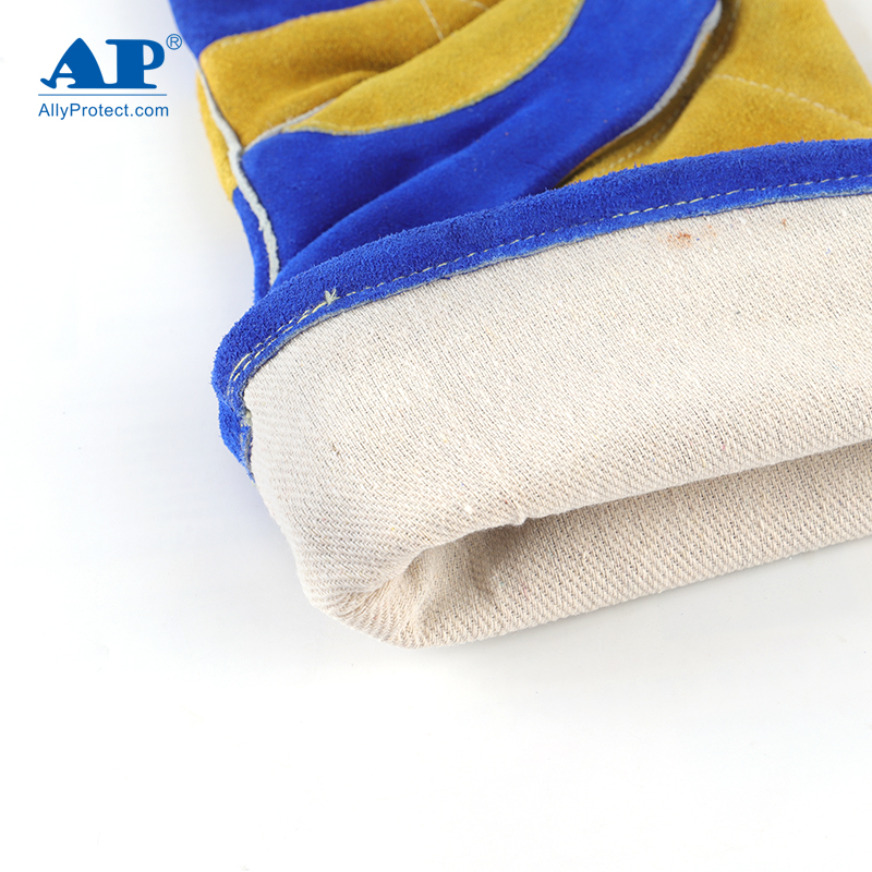 友盟AP-1166彩藍(lán)色牛二層皮電焊手套圖片5