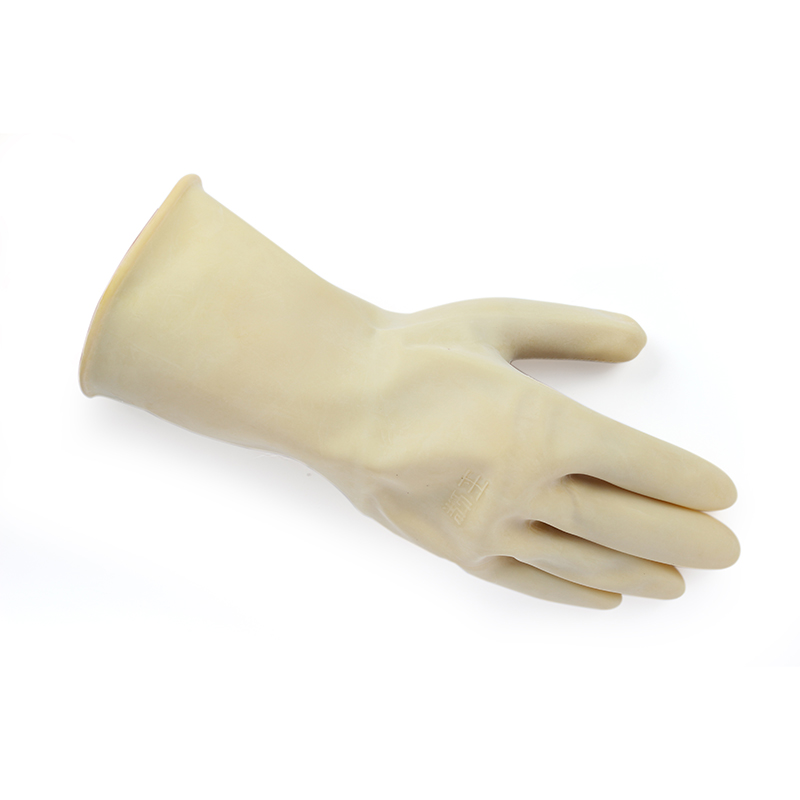 玉蝶白色工業(yè)耐酸堿橡膠手套中厚圖片1
