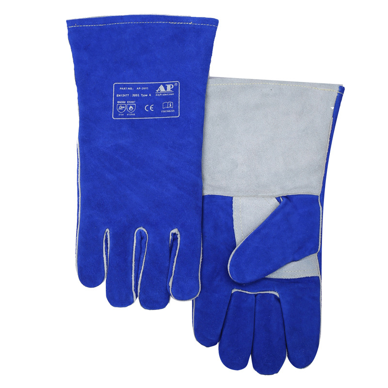 友盟AP-2601彩藍(lán)色牛二層皮電焊手套圖片1