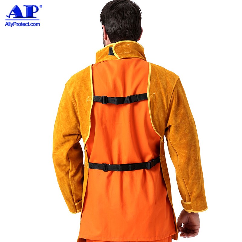 友盟AP-8000金黃色皮護胸帶領長袖圍裙圖片2