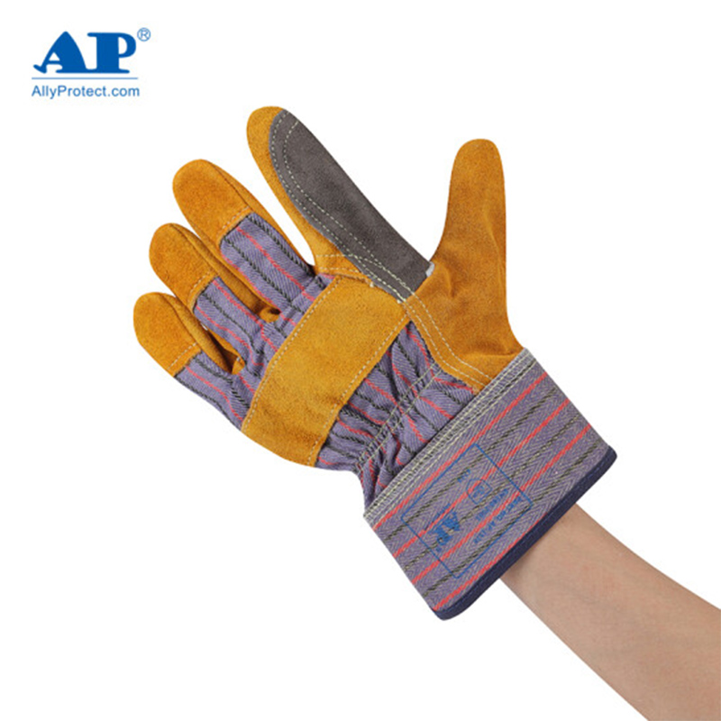 友盟AP-1524耐磨抗穿插牛二層皮勞保手套圖片5