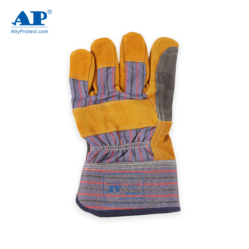 友盟AP-1524耐磨抗穿插牛二層皮勞保手套圖片2