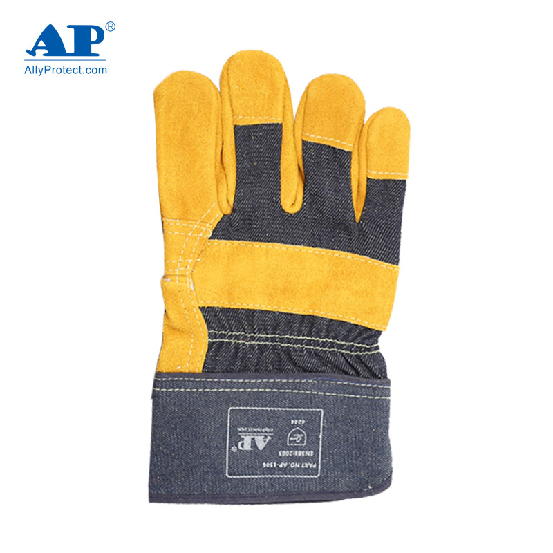 友盟AP-1506金黃色牛二層皮勞保手套圖片3 友盟AP-1506金黃色牛二層皮勞保手套圖片3