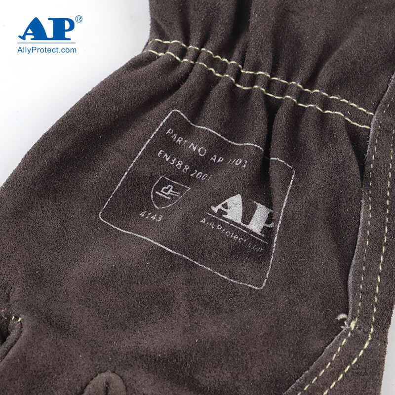 友盟AP-1301炭啡色牛二層皮勞保手套圖片4