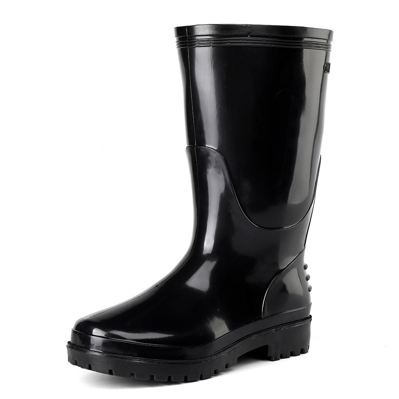 定和DH7106黑色勞保長筒雨靴PVC高筒加厚防滑防水靴圖片2