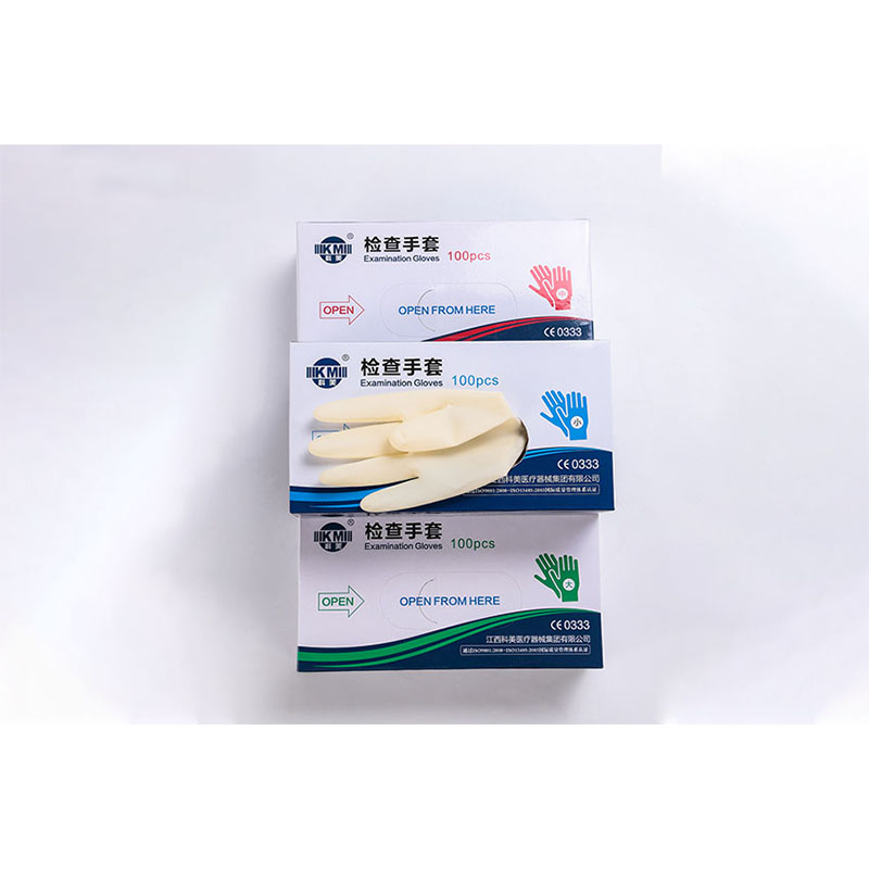 科美A型乳膠檢查手套有粉麻面圖片1