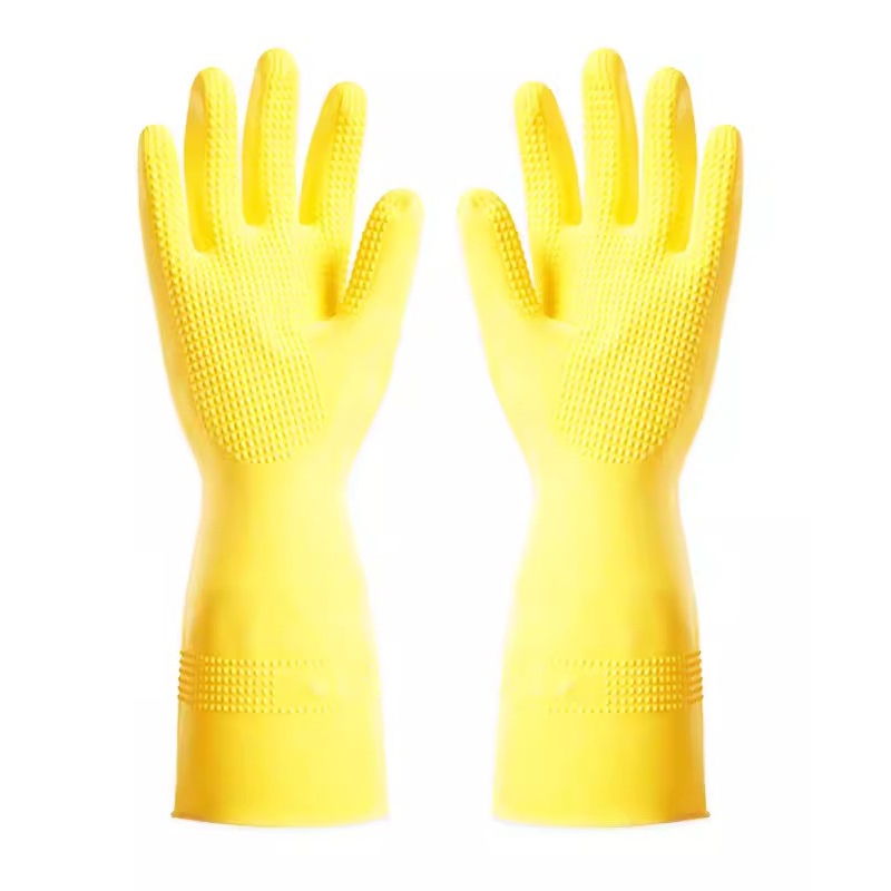 雪蓮1008611家用天然橡膠絨里卷邊袖口大顆粒防滑手套圖片1