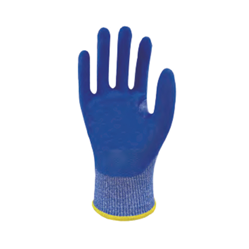 思衛爾3900-2藍色18針A5級丁腈浸掌滌綸金屬絲HPPE防割手套圖片1