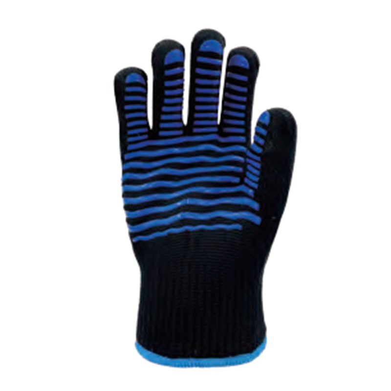 思衛爾6100黑色10針芳綸雙面藍硅膠條紋防燙耐高溫手套圖片1