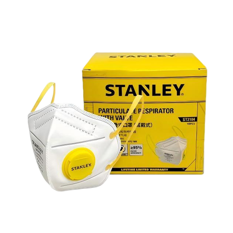 STANLEY史丹利ST2104白色折疊帶閥耳帶式KN95防塵口罩圖片1