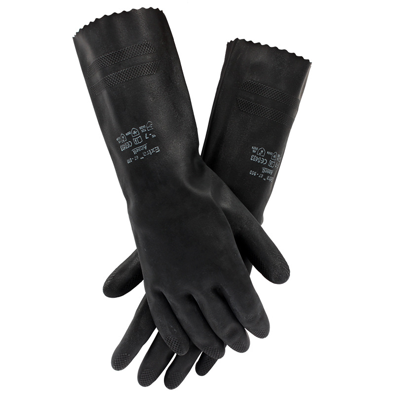 Ansell安思爾87-950  Extra內(nèi)植絨橡膠防化手套