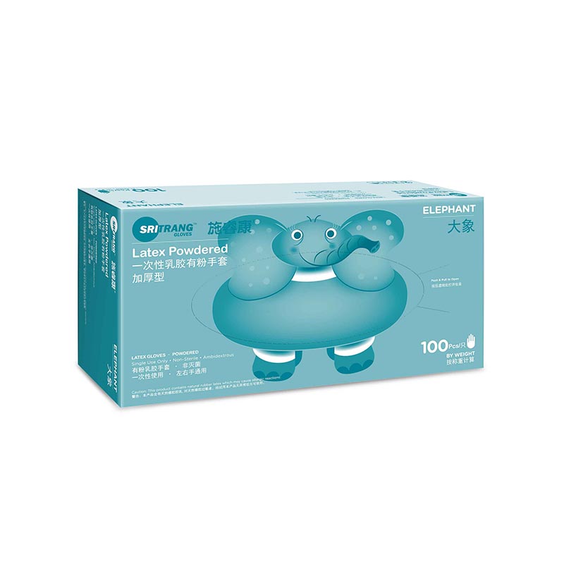 施睿康加厚型一次性乳膠有粉手套