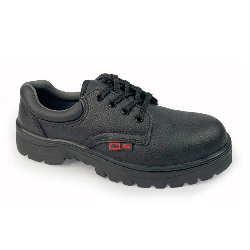 澳翔AX013黑色二層荔枝紋牛皮防砸防刺穿橡膠大底安全鞋