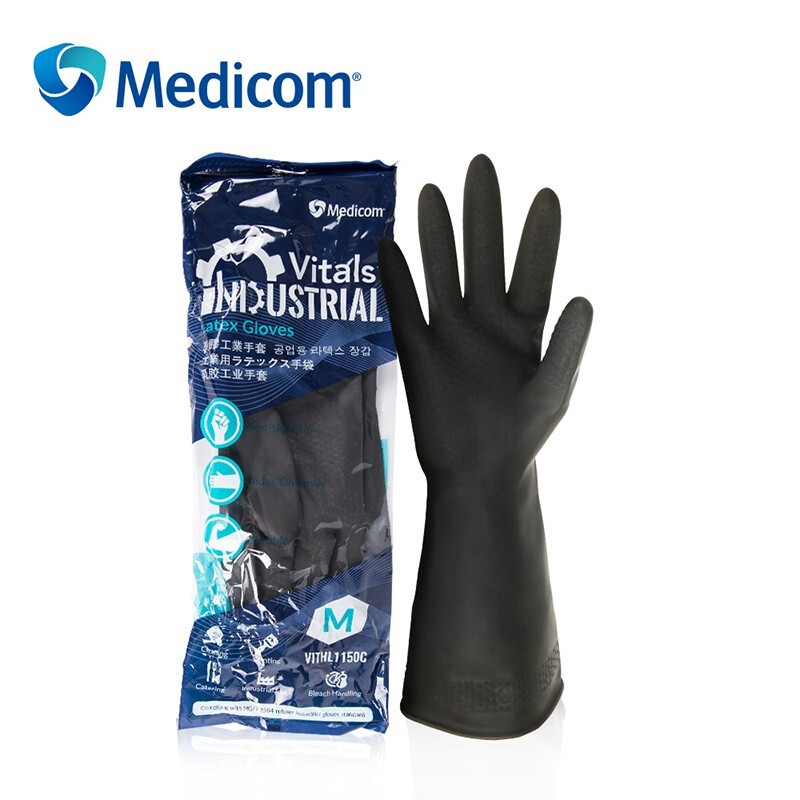 麥迪康1150D耐酸堿防滑加厚乳膠手套大號(hào)