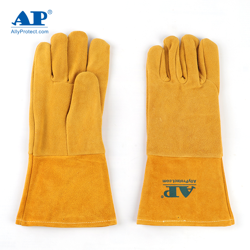 友盟AP-2327金黃色鹿二層皮電焊手套