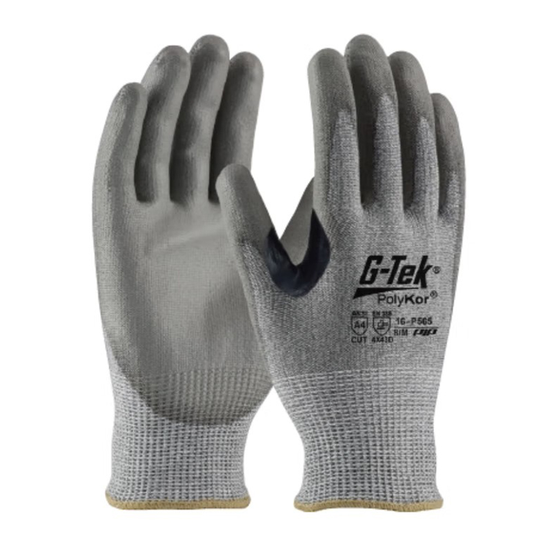 PIP 16-P565 C級13針PolyKor虎口加強PU涂層防切割手套