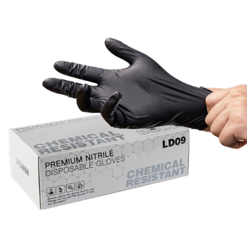 LANON蘭浪LD09一次性黑色無粉丁腈手套