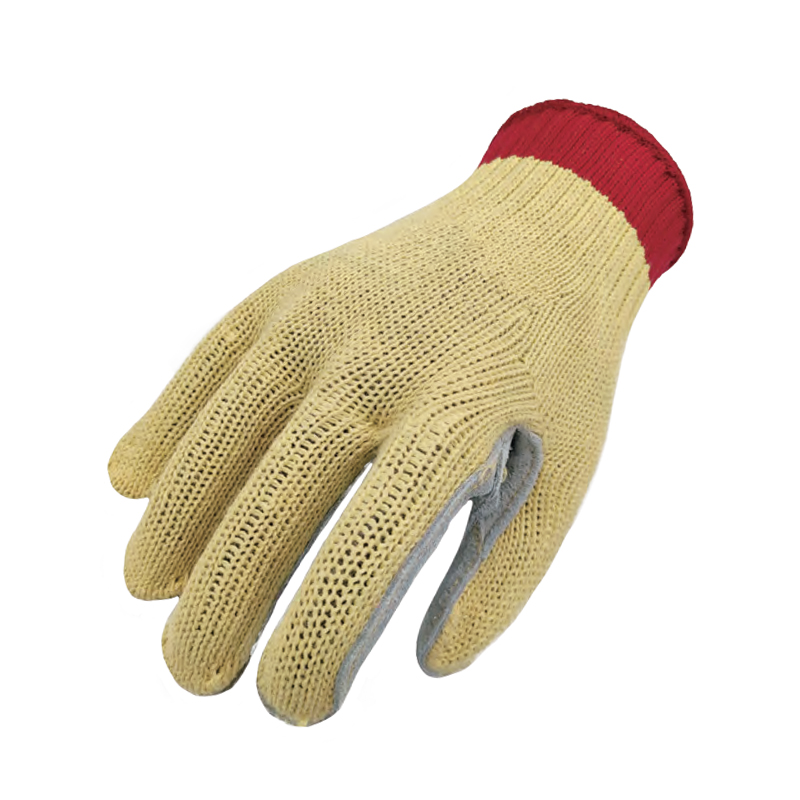 思衛(wèi)爾L106黃色10針?lè)季]貼牛皮掌面阻燃防割手套