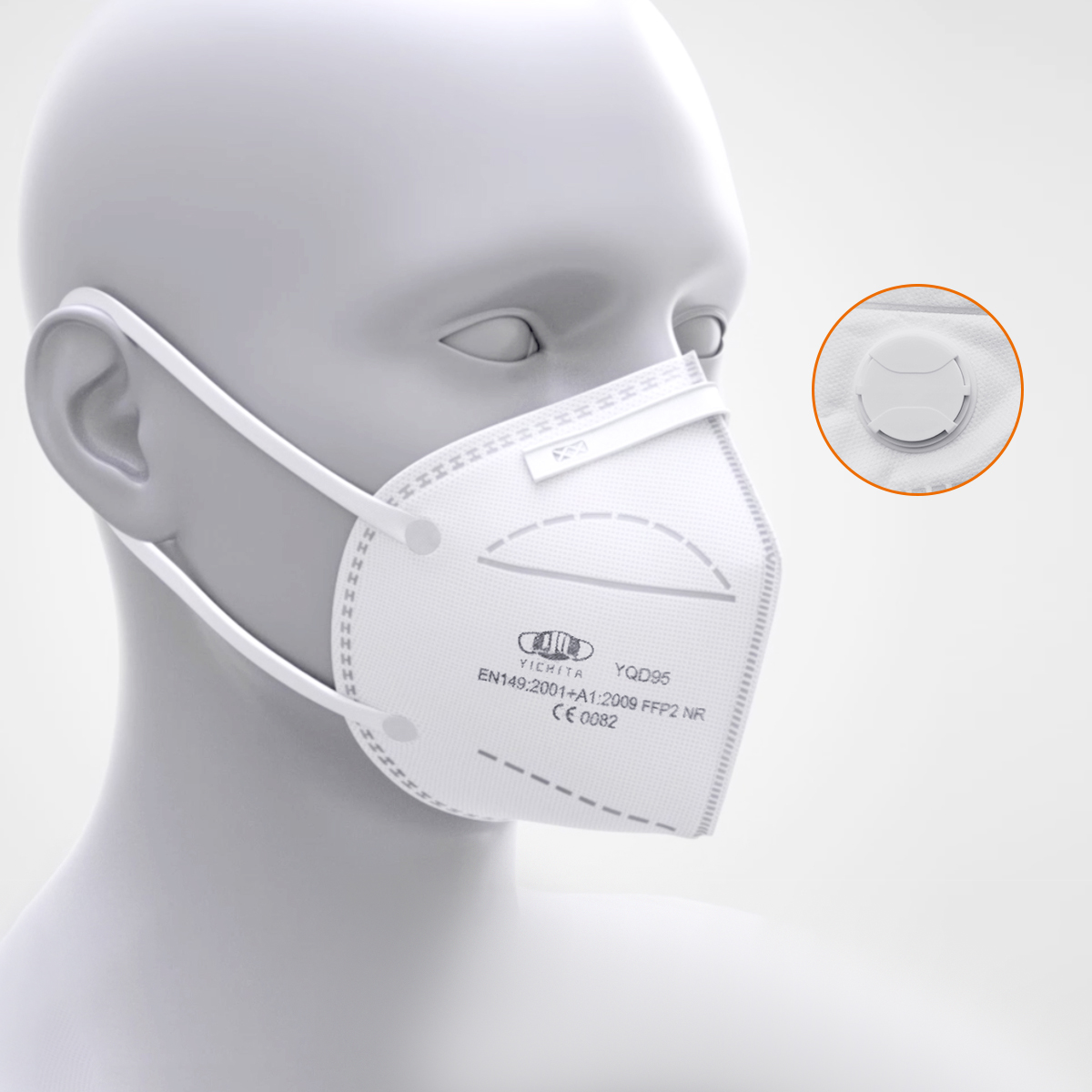 YICHITA宜啟戴YQD95頭帶式折疊PFF2防塵口罩