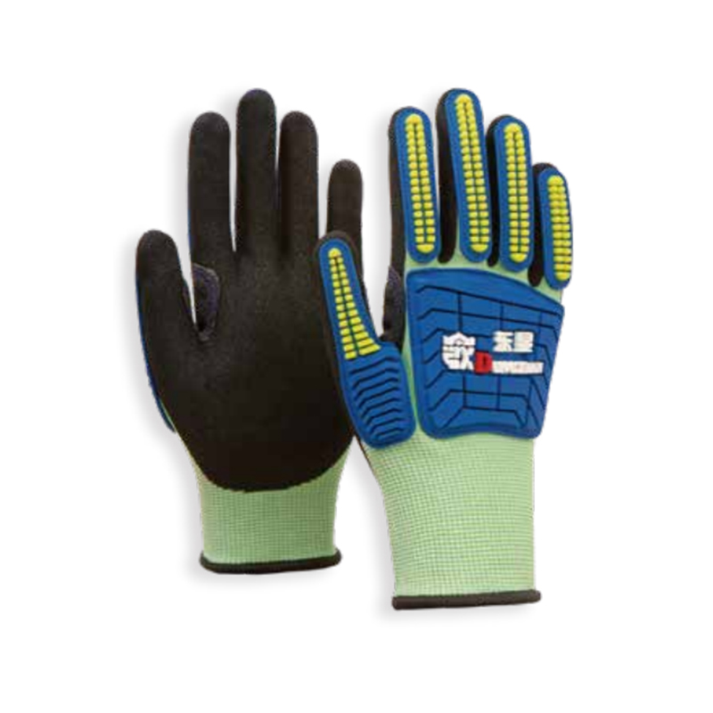 東顯18-3-006 18針HPPE丁腈磨砂涂層手背TPR防撞防割手套