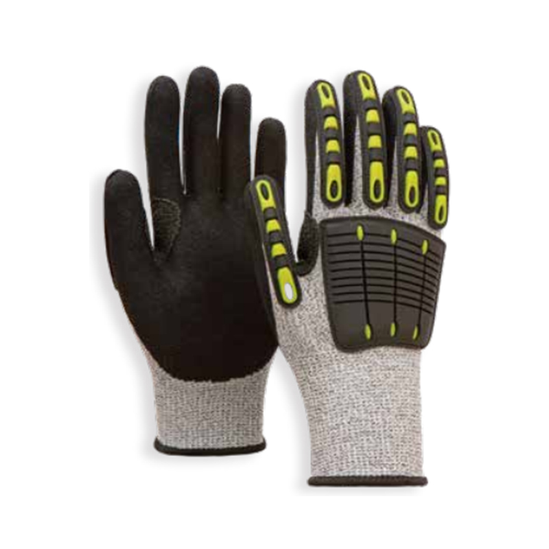 東顯13-3-002 13針HPPE丁腈磨砂涂層手背TPR防撞防割手套