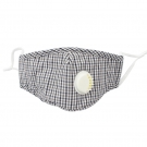 藍(lán)星灰格耳戴式帶閥成人棉布口罩