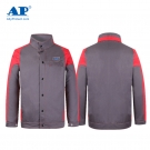 友盟AP-6852灰紅配色阻燃工作服上衣