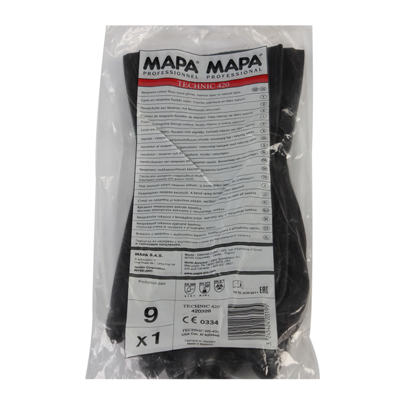 MAPA Technic420-6氯丁橡膠植絨防化手套圖片3