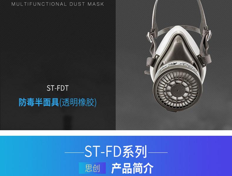 思創ST-FDT透明橡膠半面罩防毒面具圖片3