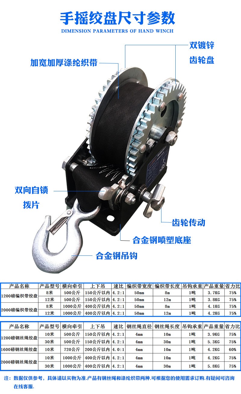宣科2000磅手動絞盤圖片5