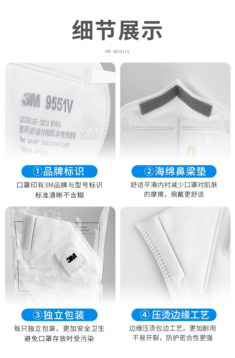 3M9551V折疊式防顆粒物防塵口罩圖片8