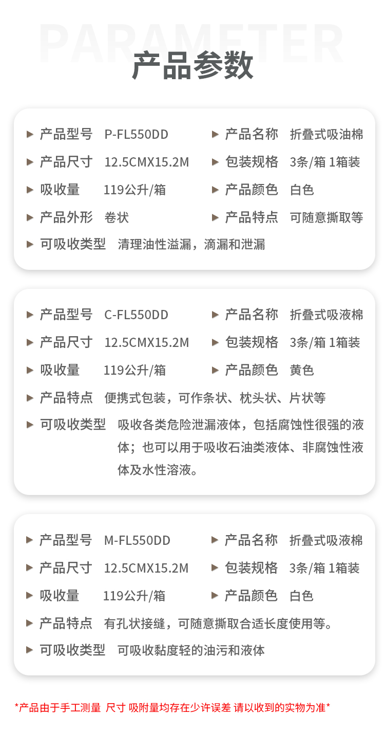 3M P-FL550DD折疊式吸油棉圖片2