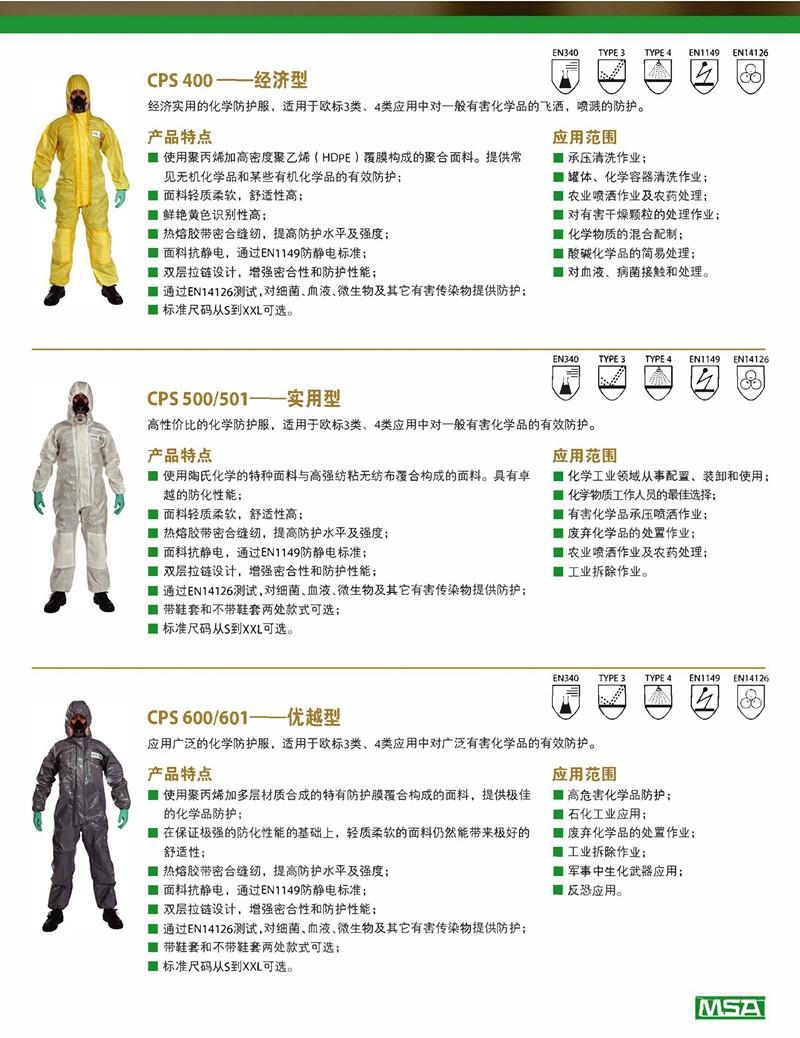 梅思安10114591CPS601連體式防化服圖片6